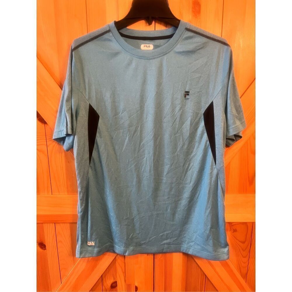 Fila Sport Size Large Blue And Black Active Short Sleeve Men's Top (2652)